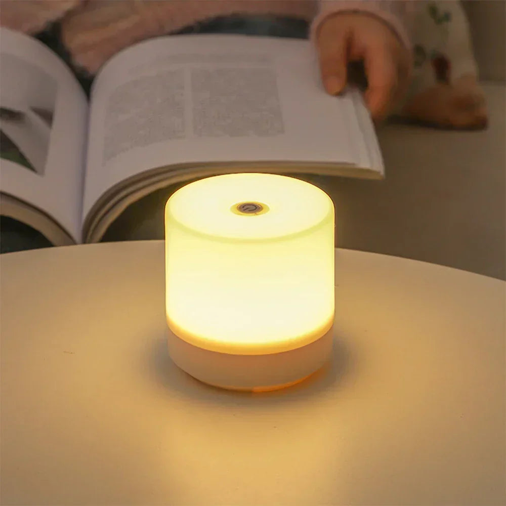 Dimbar LED-kubelampe, 3,3 tommer, hvit, berøringsstyrt nattbordslampe med USB-strøm, til nattbord, lesing og skrivebord, stemningsbelysning for små rom