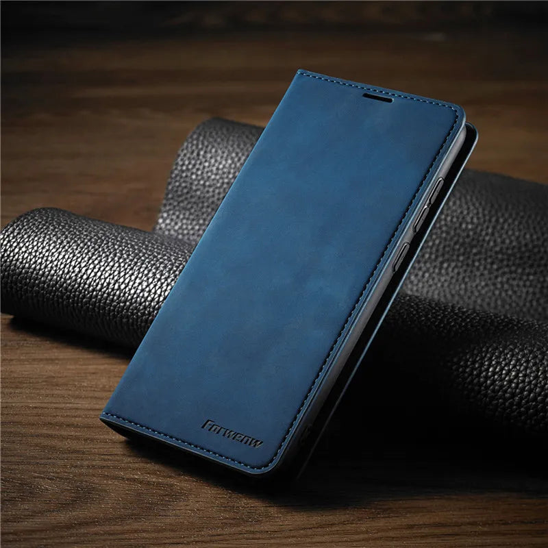 Skórzane etui folio z magnetycznym zamknięciem do iPhone’a — zatrzask na całej powierzchni