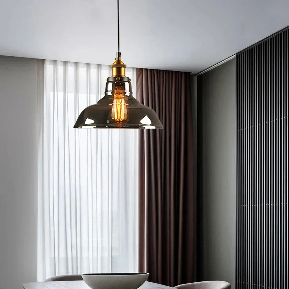 Retro Industrial Glass Pendant Light For Home And Bar