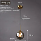 Scandinavian Glass Pendant Lamp With Metal Fixture For Kitchen, Living And Dining