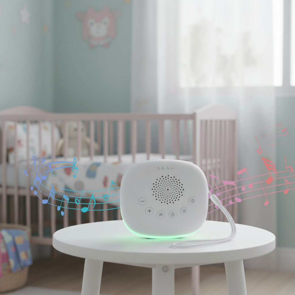 LumenCalm ljudmaskin med 20 ljud — kompakt resedesign, LED-nattlampa
