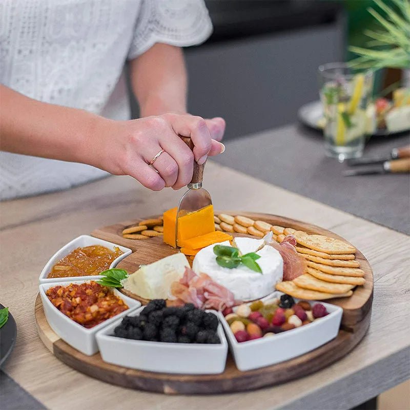 Nova Premium Charcuterie-Brett-Set – Servierbrett und Tablett aus Akazienholz