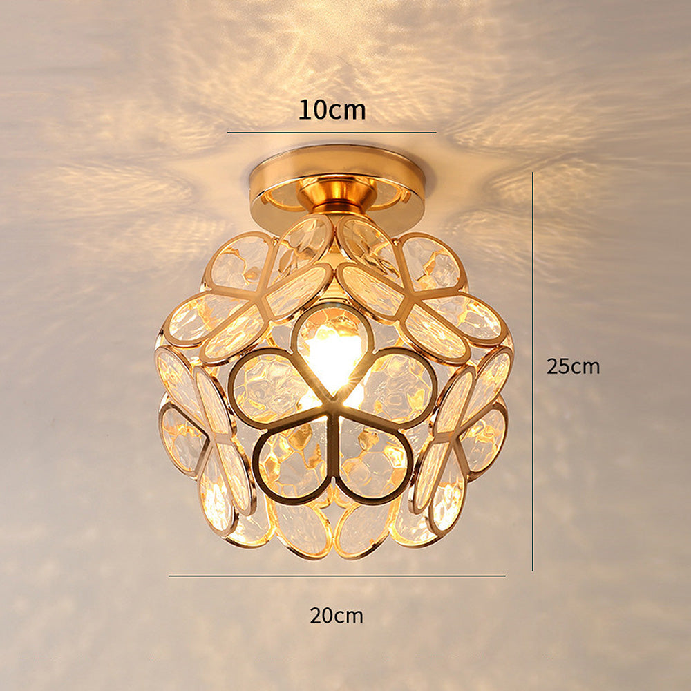 Luminaria con forma de flor para montaje empotrado, dorada, con pantalla acrílica, para entrada, dormitorio y espacios pequeños, iluminación LED moderna de techo de 8 pulgadas