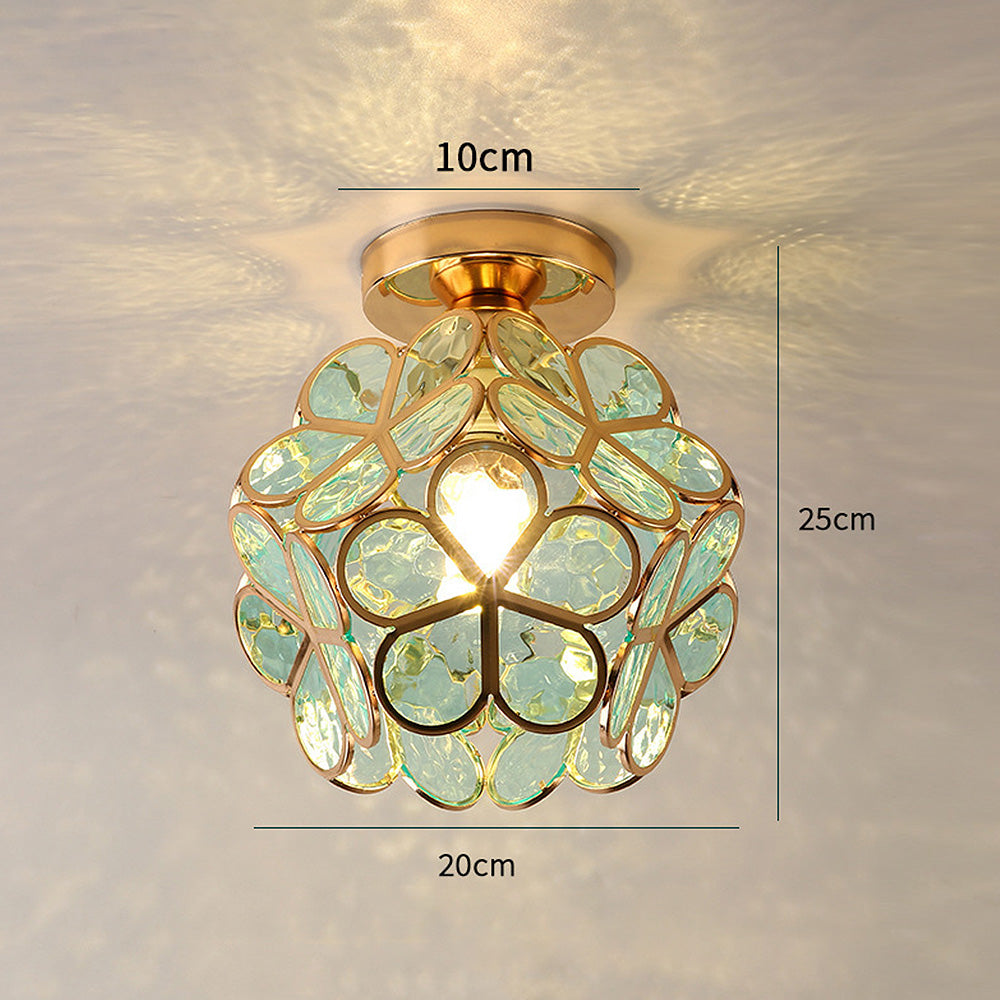 Luminaria con forma de flor para montaje empotrado, dorada, con pantalla acrílica, para entrada, dormitorio y espacios pequeños, iluminación LED moderna de techo de 8 pulgadas