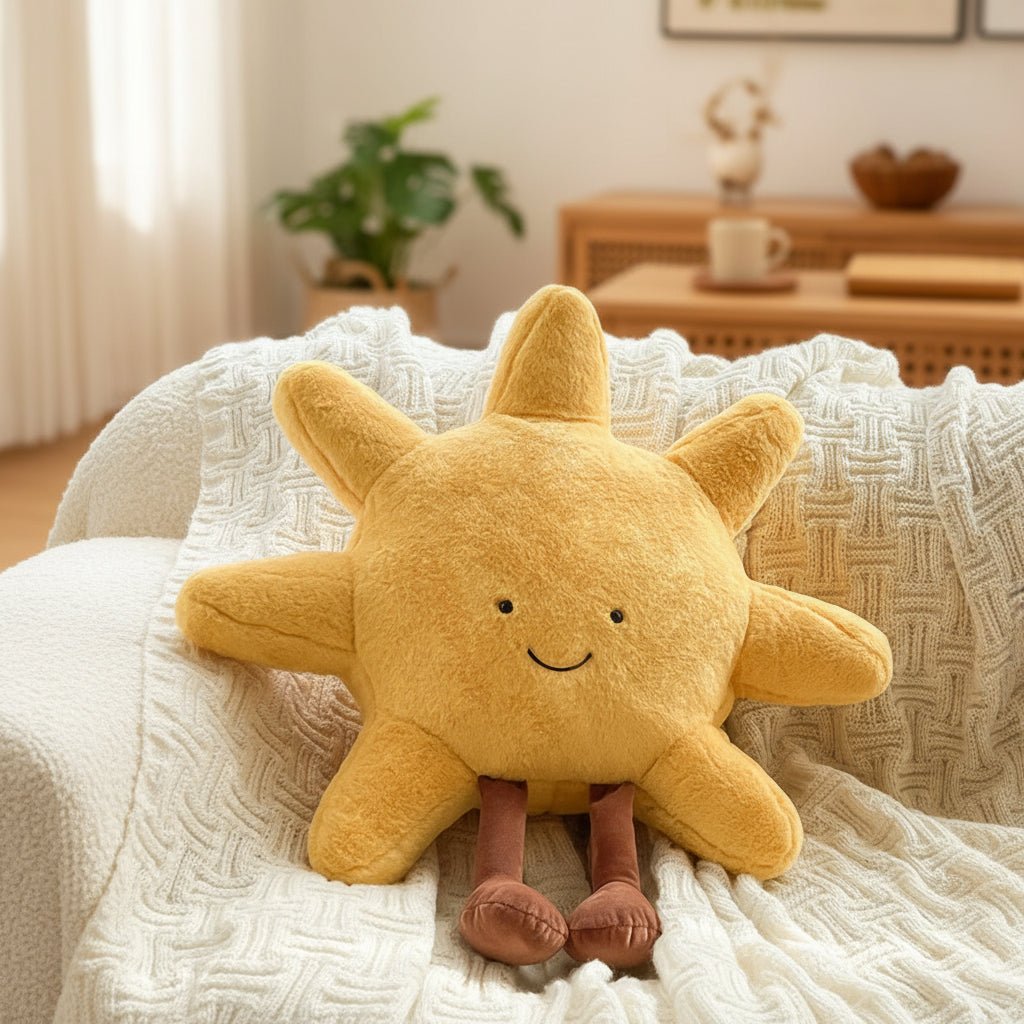 Almofadas de peluche LunaNest com formas do Sol e da Lua — Par de almofadas celestiais