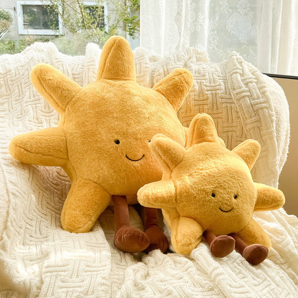 Almofadas de peluche LunaNest com formas do Sol e da Lua — Par de almofadas celestiais