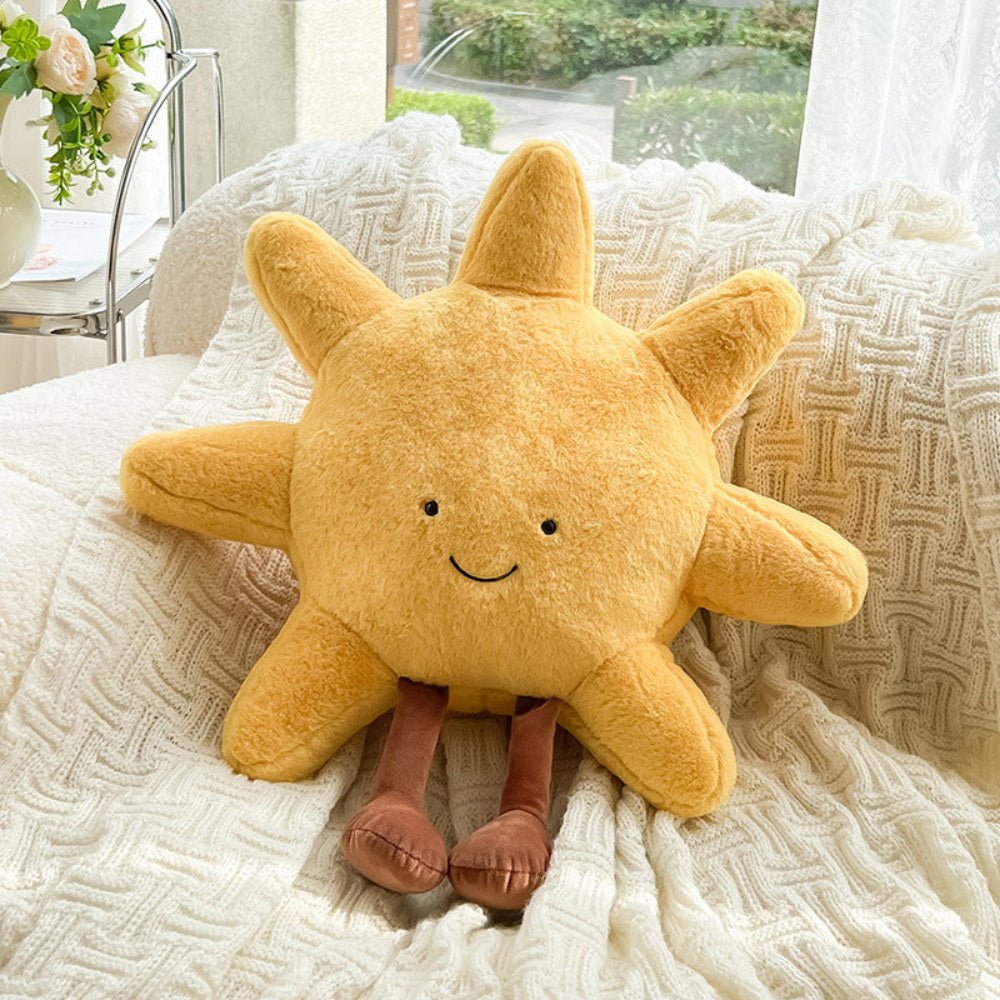 Almofadas de peluche LunaNest com formas do Sol e da Lua — Par de almofadas celestiais