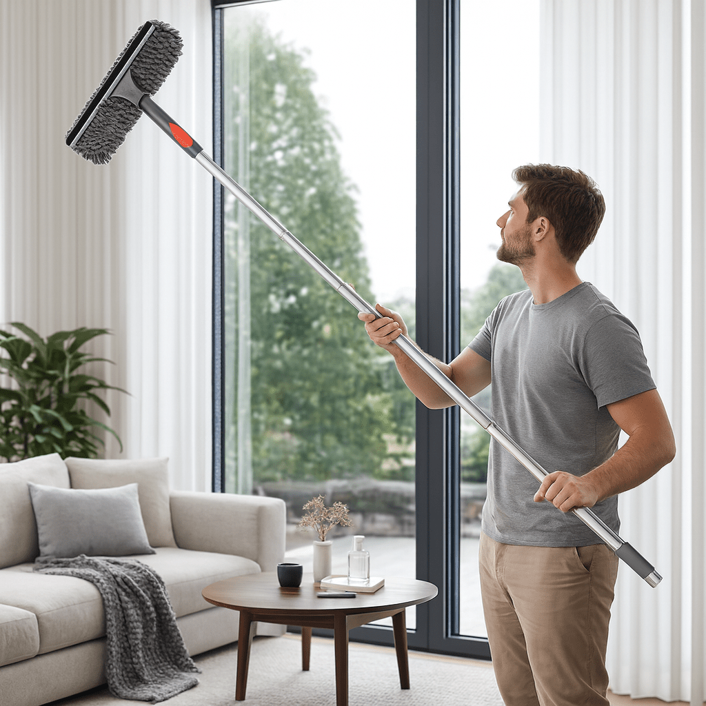 Nastavitelný nástroj na čištění skla ClearVista 2 v 1 — teleskopická tyč