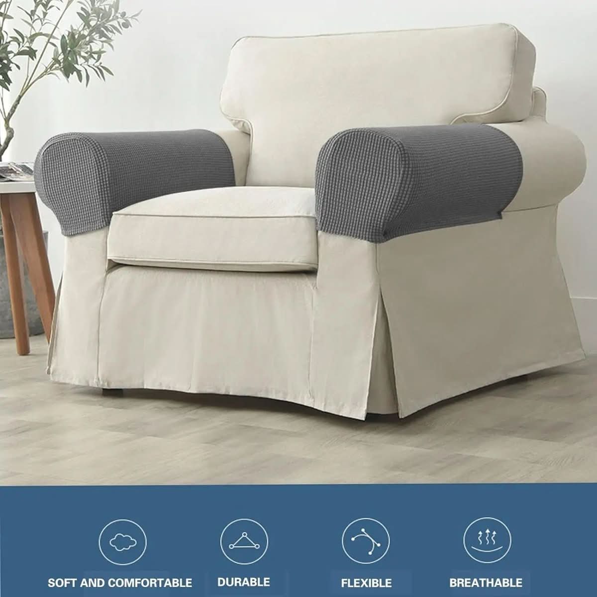NovaGuard Waterproof Armrest Covers — Quilted Jacquard Pattern, Stain Protection