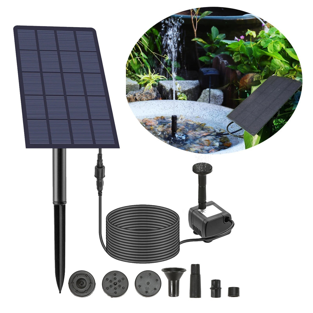 6-in-1 Solar Fountain with 4 Nozzles for Garden & Pond - Euroselle