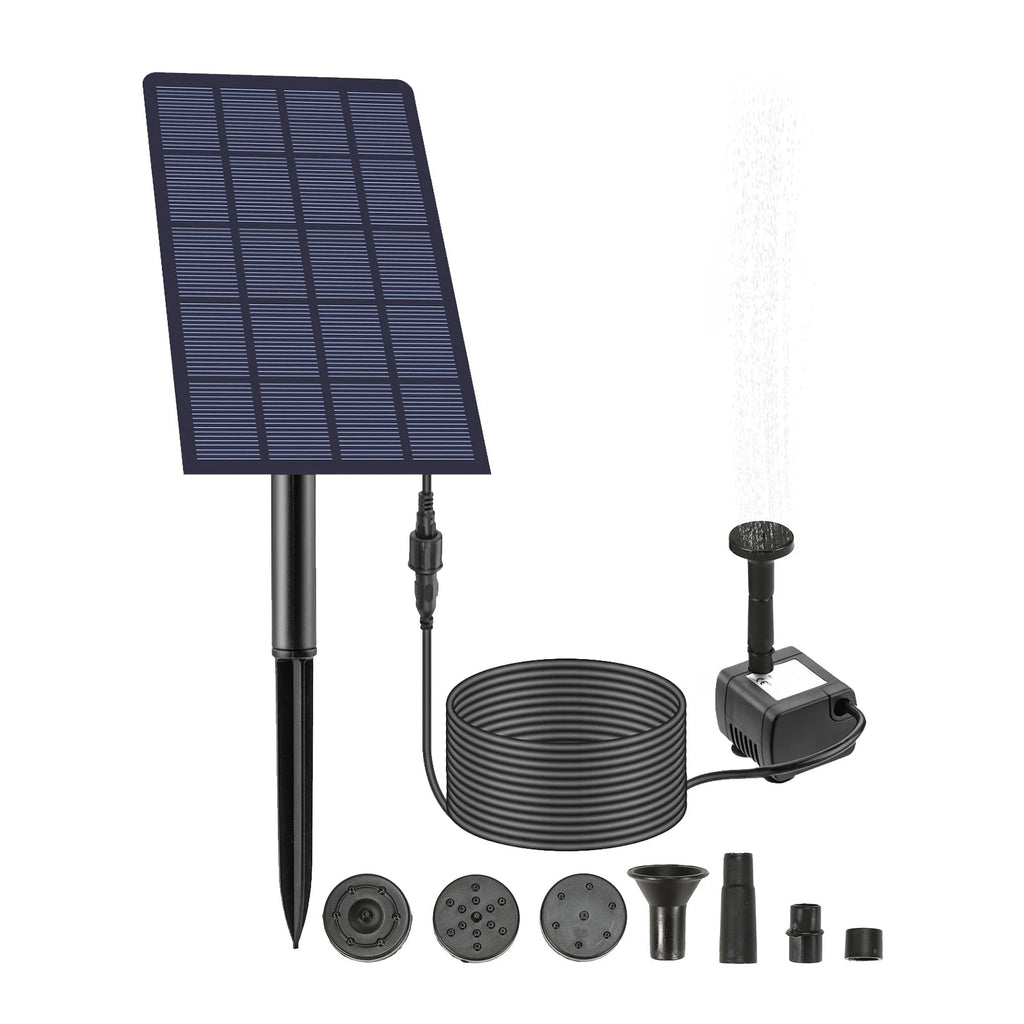 6-in-1 Solar Fountain with 4 Nozzles for Garden & Pond - Euroselle