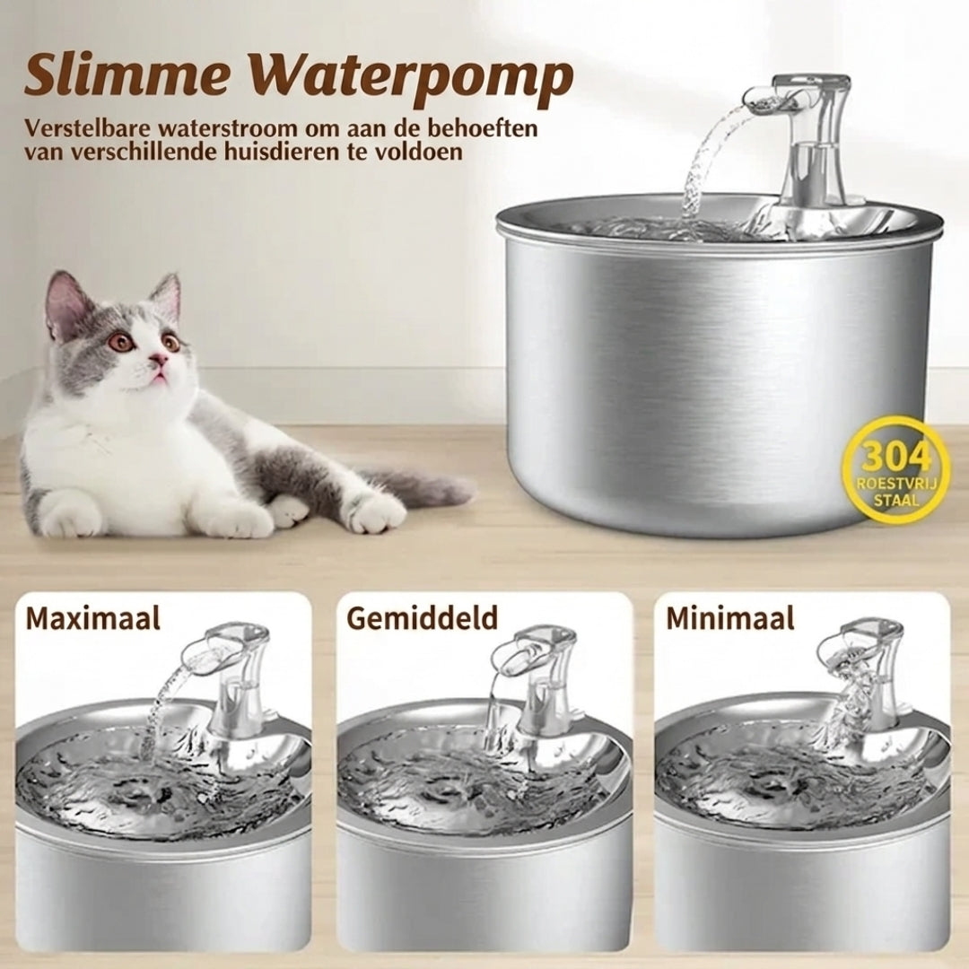 Stainless Steel 68 oz Pet Water Fountain — Motion Sensor, 4-Stage Filter