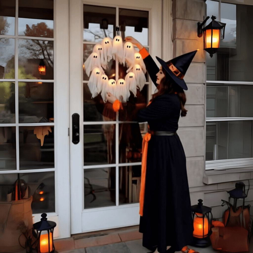 PhantomGlow kompaktní strašidelný LED věnec — energeticky úsporná světla, ambientní záře