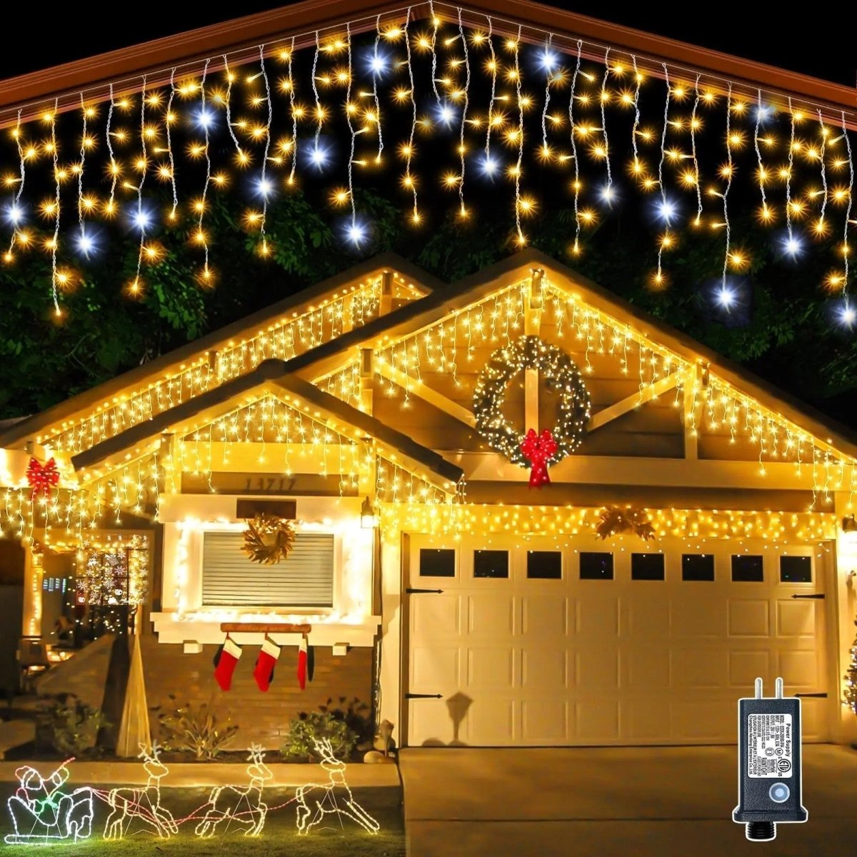 Ghirlandă luminoasă LED tip perdea LumaLace — iluminare sclipitoare, design cu fir transparent