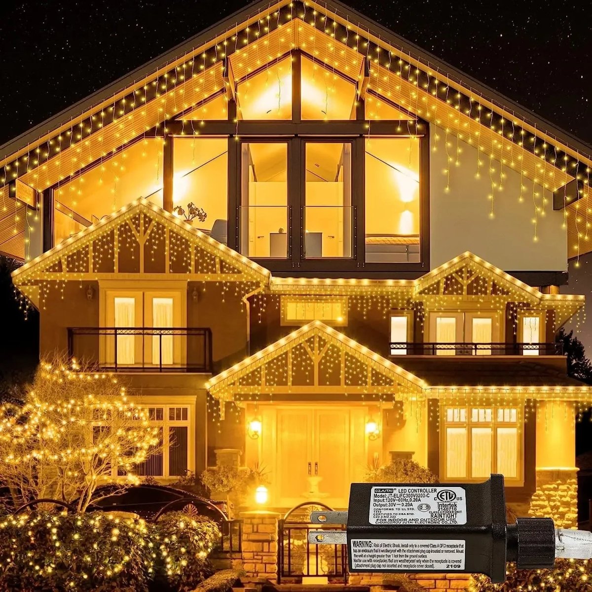 Ghirlandă luminoasă LED tip perdea LumaLace — iluminare sclipitoare, design cu fir transparent