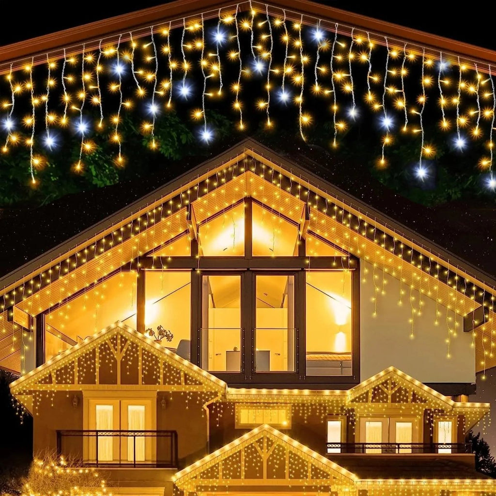 Ghirlandă luminoasă LED tip perdea LumaLace — iluminare sclipitoare, design cu fir transparent