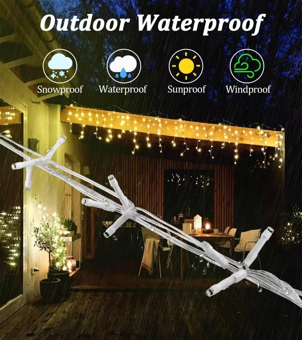 Ghirlandă luminoasă LED tip perdea LumaLace — iluminare sclipitoare, design cu fir transparent
