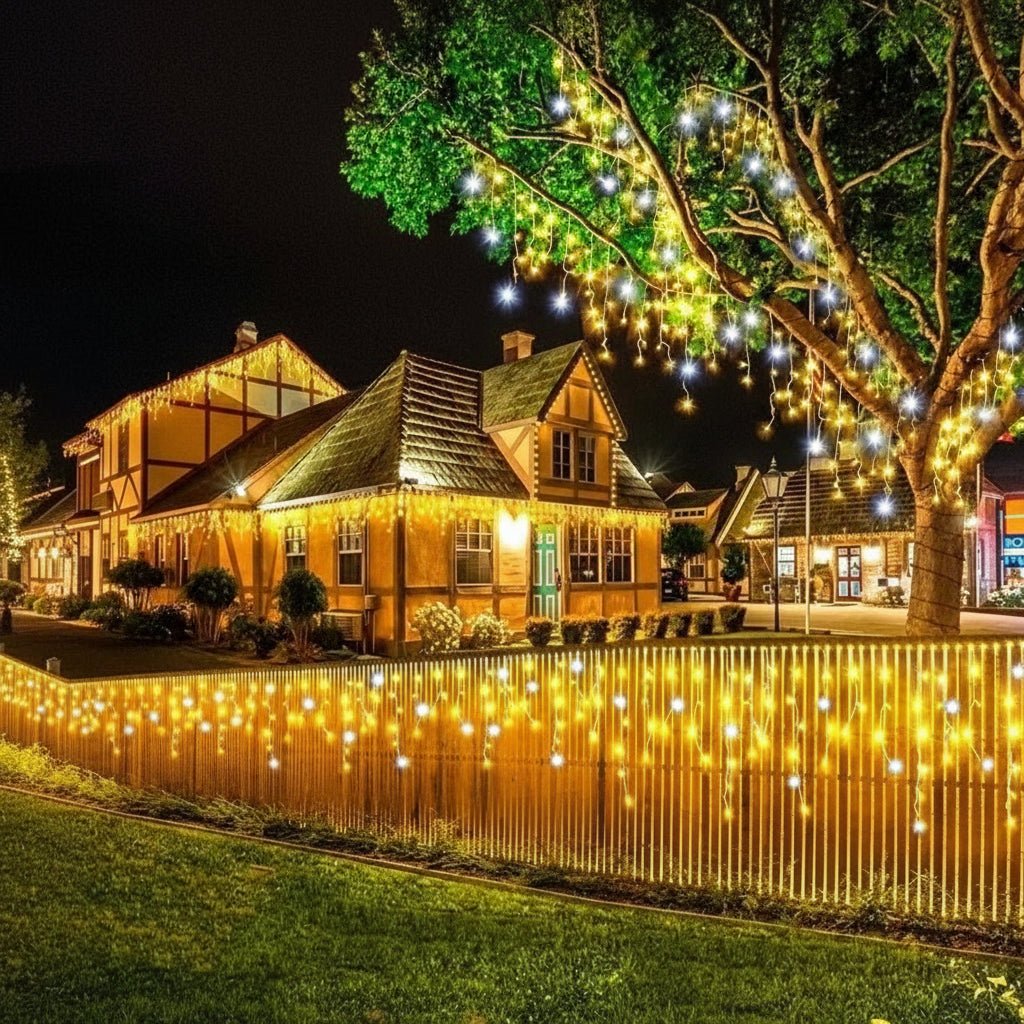 Ghirlandă luminoasă LED tip perdea LumaLace — iluminare sclipitoare, design cu fir transparent