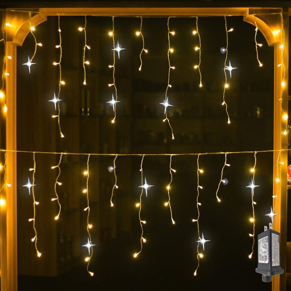 Ghirlandă luminoasă LED tip perdea LumaLace — iluminare sclipitoare, design cu fir transparent