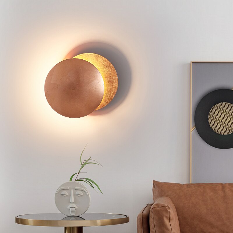 LED Metal Circle Shadow Wall Sconce — 8-10 in Sculptural Halo Light