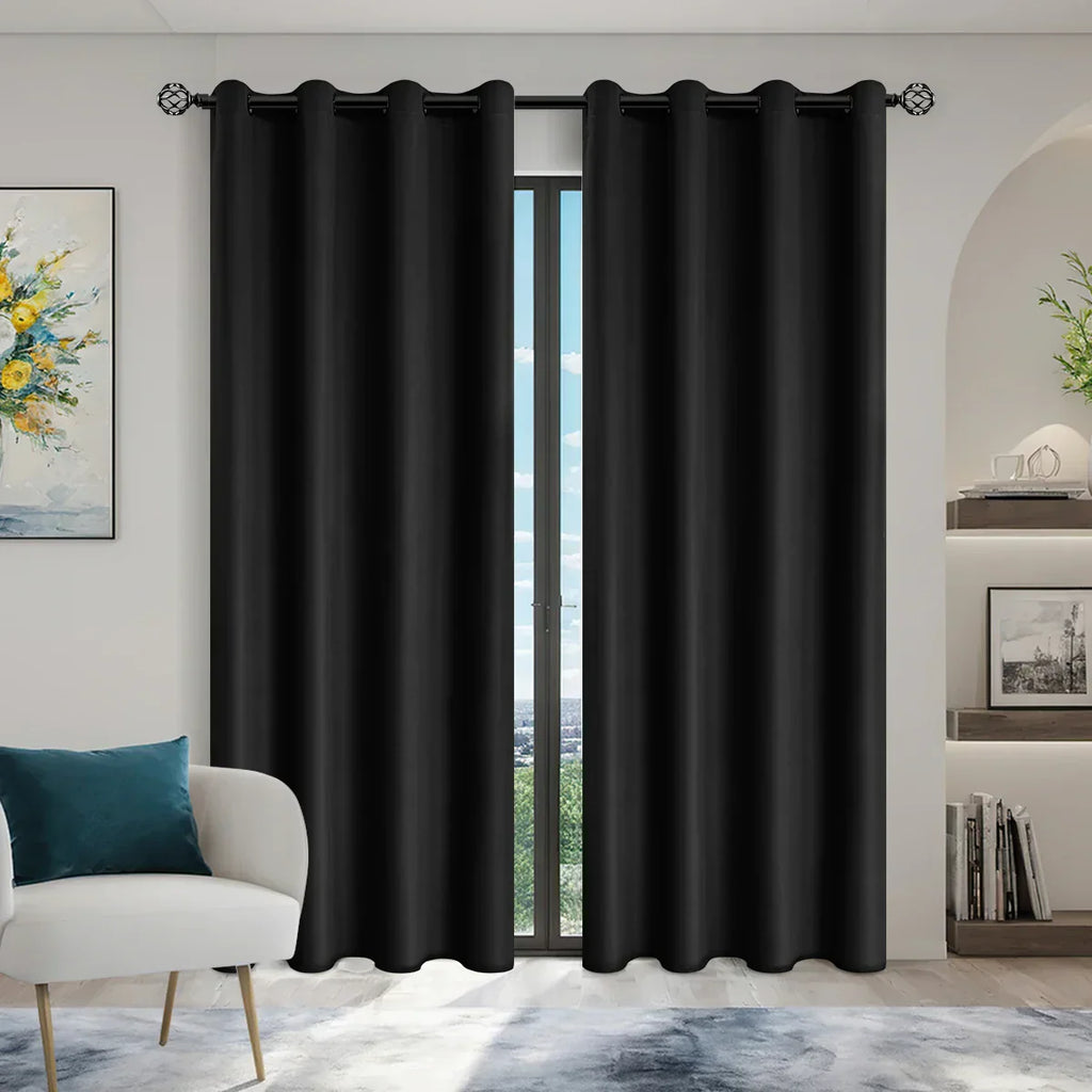 Modern 100% Blackout Curtains with Coated Lining for Bedroom & Living Room - Euroselle