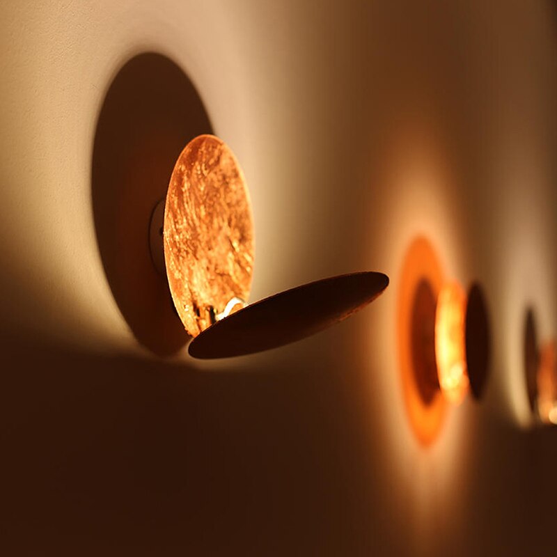 LED Metal Circle Shadow Wall Sconce — 8-10 in Sculptural Halo Light
