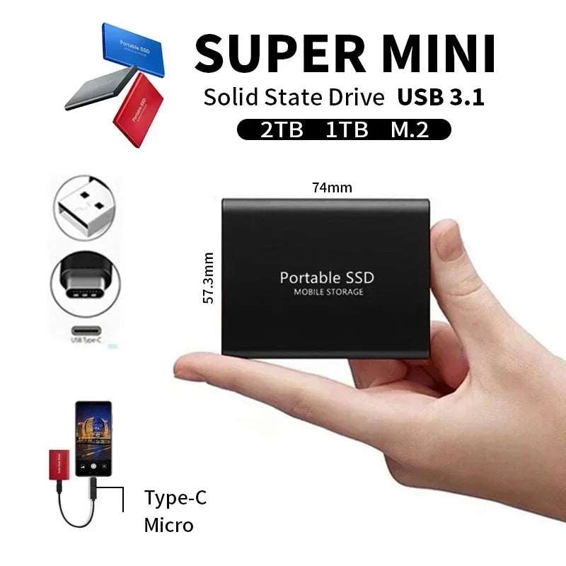 Bærbar ekstern solid state-disk på 2 TB - USB 3.1 Type-C