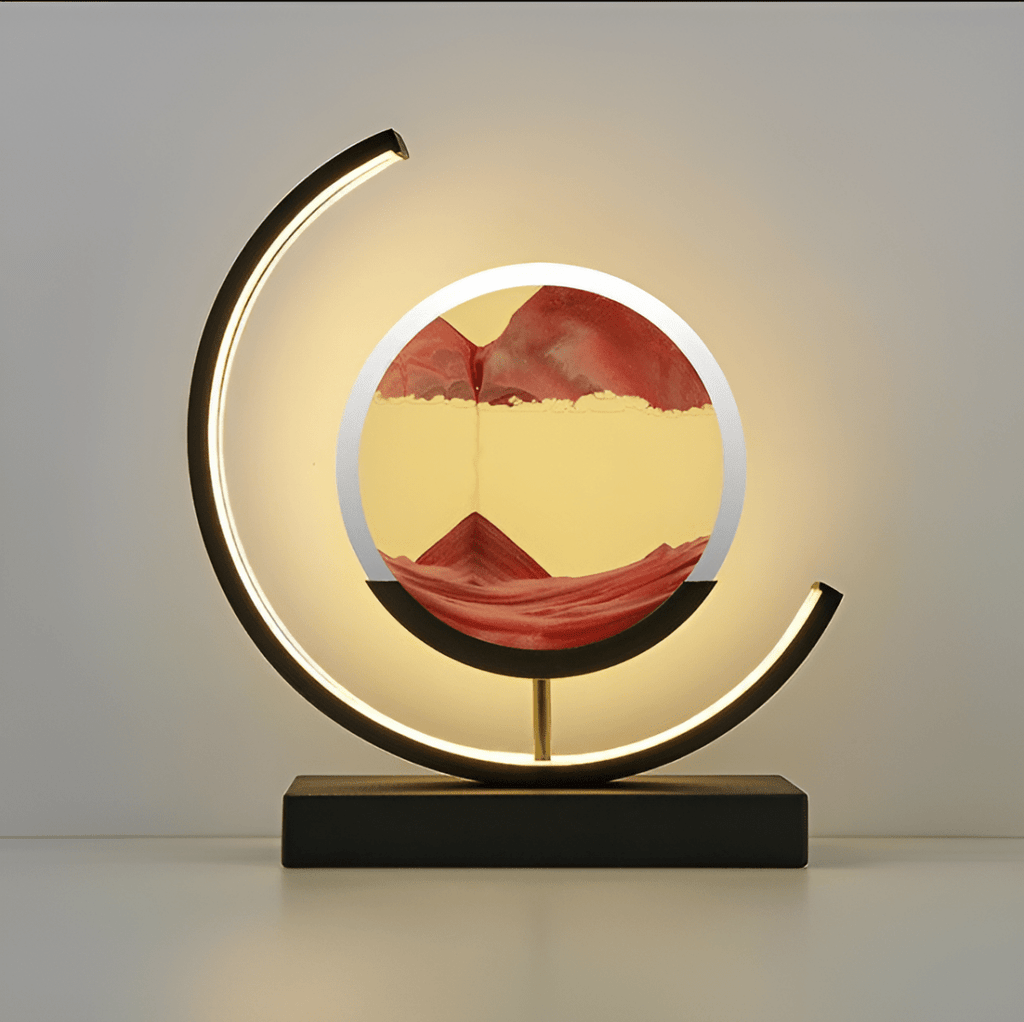 Dimmable LED floor lamp designed with flowing sand visuals for a relaxing ambient atmosphere - Euroselle