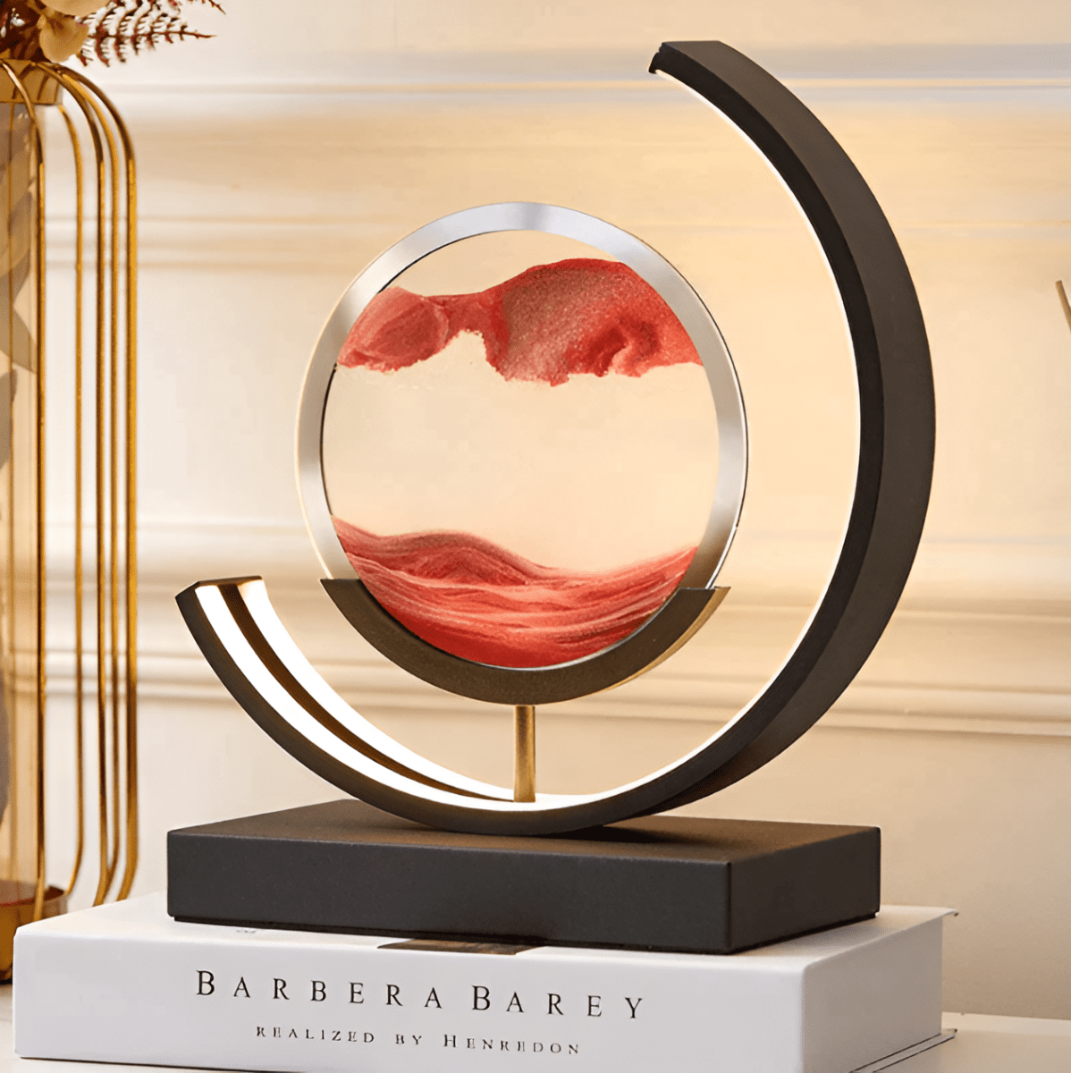 Dimmable LED floor lamp designed with flowing sand visuals for a relaxing ambient atmosphere - Euroselle