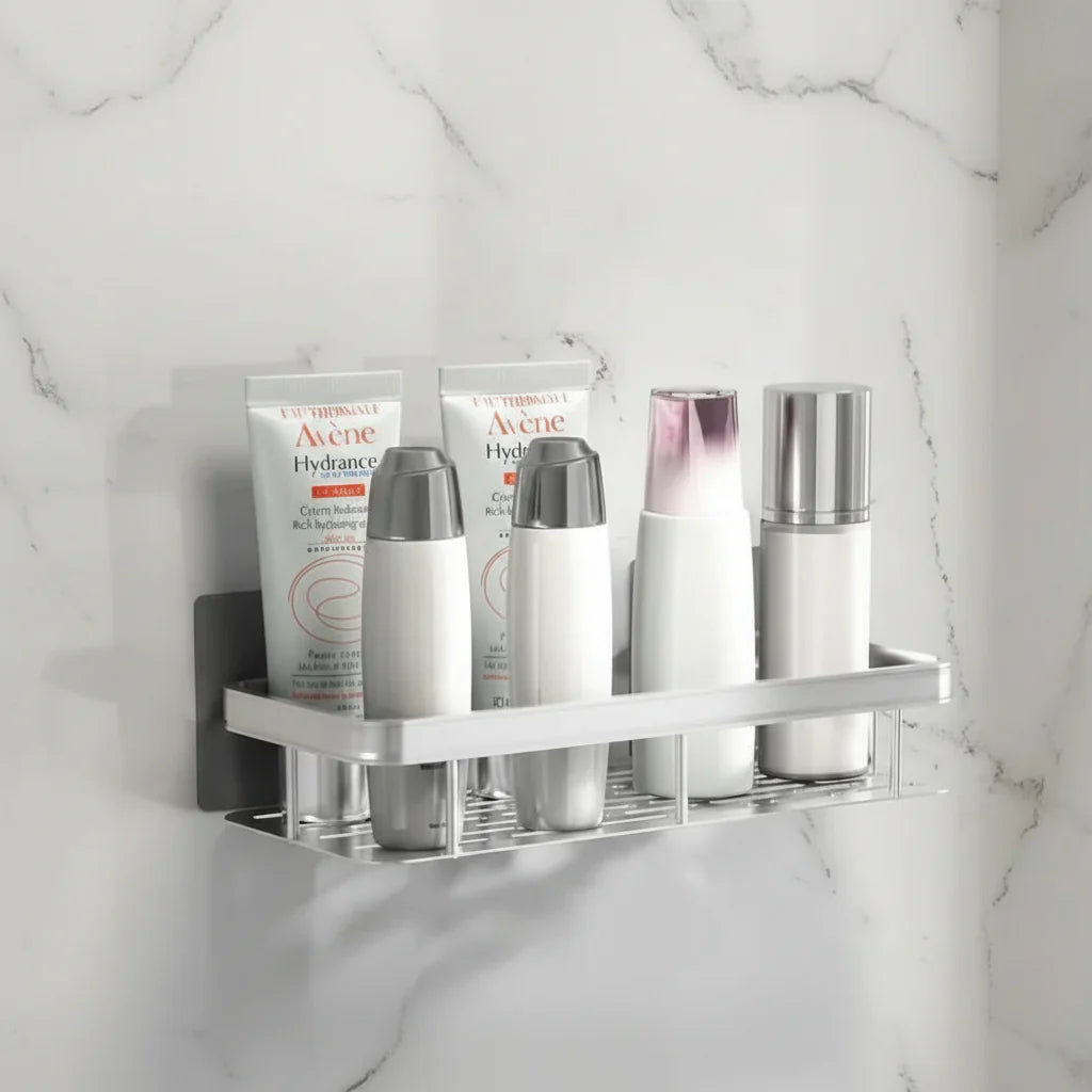 ABS Wall-Mounted Corner Bathroom Caddy — No-Drill Adhesive Rack