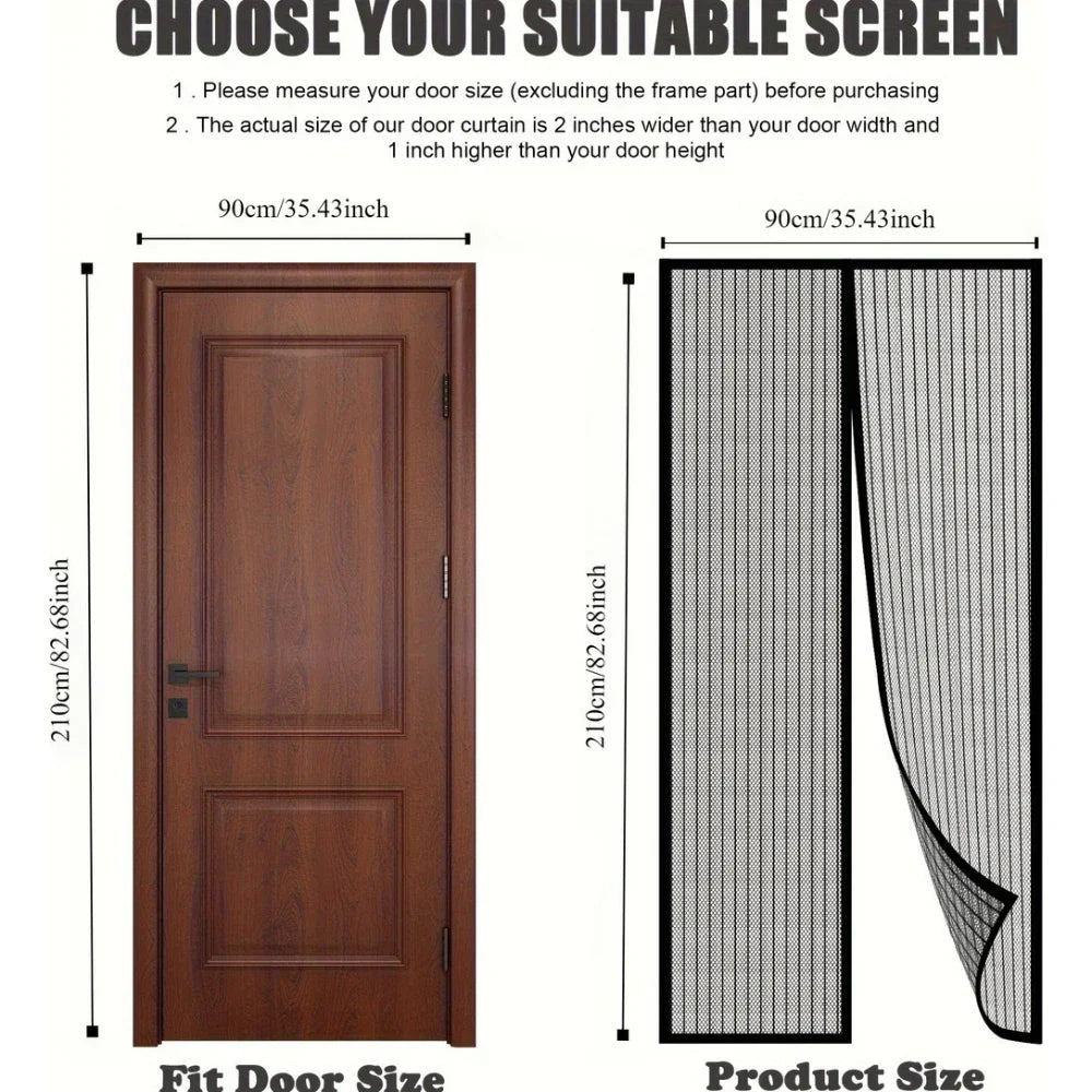 Mosquito-resistant Door Curtain Hands-free 100x210 cm Living Room Bedroom - Euroselle