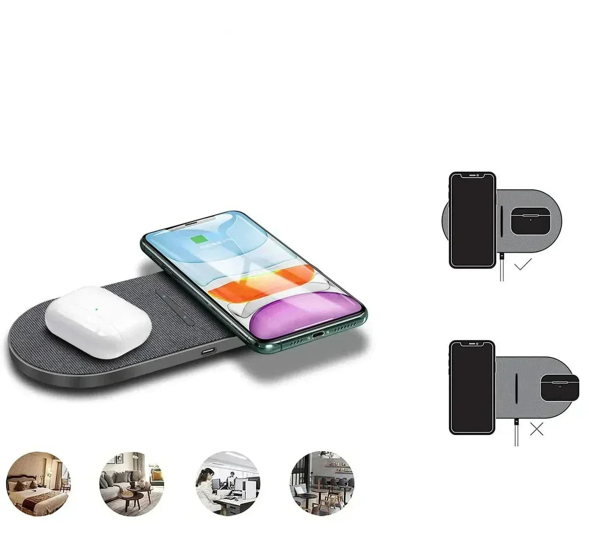 40W Wireless Charging Station — Dual 15W Output for iPhone, AirPods, Samsung