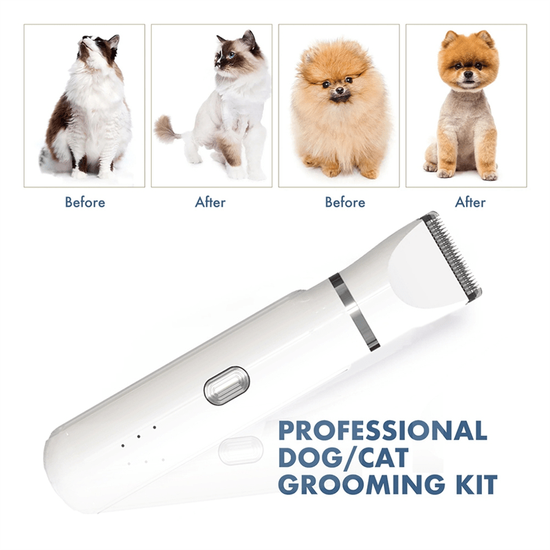 Pawgleam 4-in-1 senza fili per la toelettatura degli animali — design compatto e silenzioso, 3 accessori per il pelo