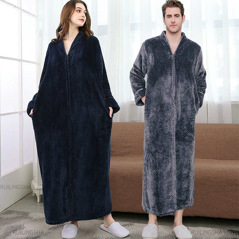Robe de banho em lã polar com fecho para mulher e homem, com ou sem capuz, térmico, para usar em casa, com bolsos, macio, leve e quente
