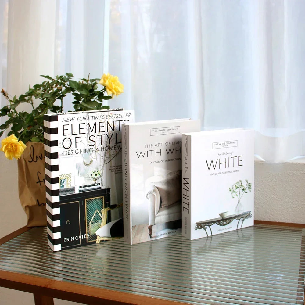 3-Piece Hollow Cardboard Book Stack Display Set — Shelf Decor