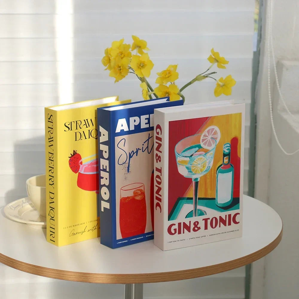 3-Piece Hollow Cardboard Book Stack Display Set — Shelf Decor