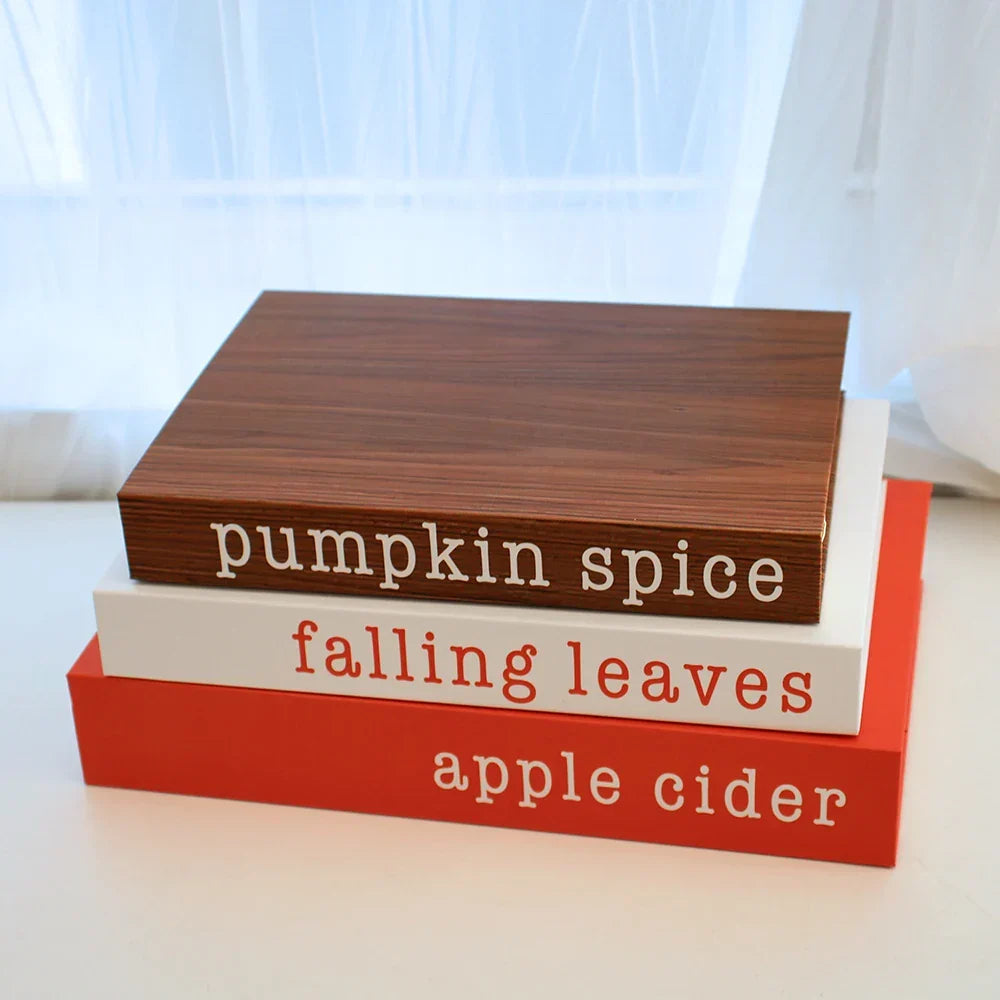 3-Piece Hollow Cardboard Book Stack Display Set — Shelf Decor