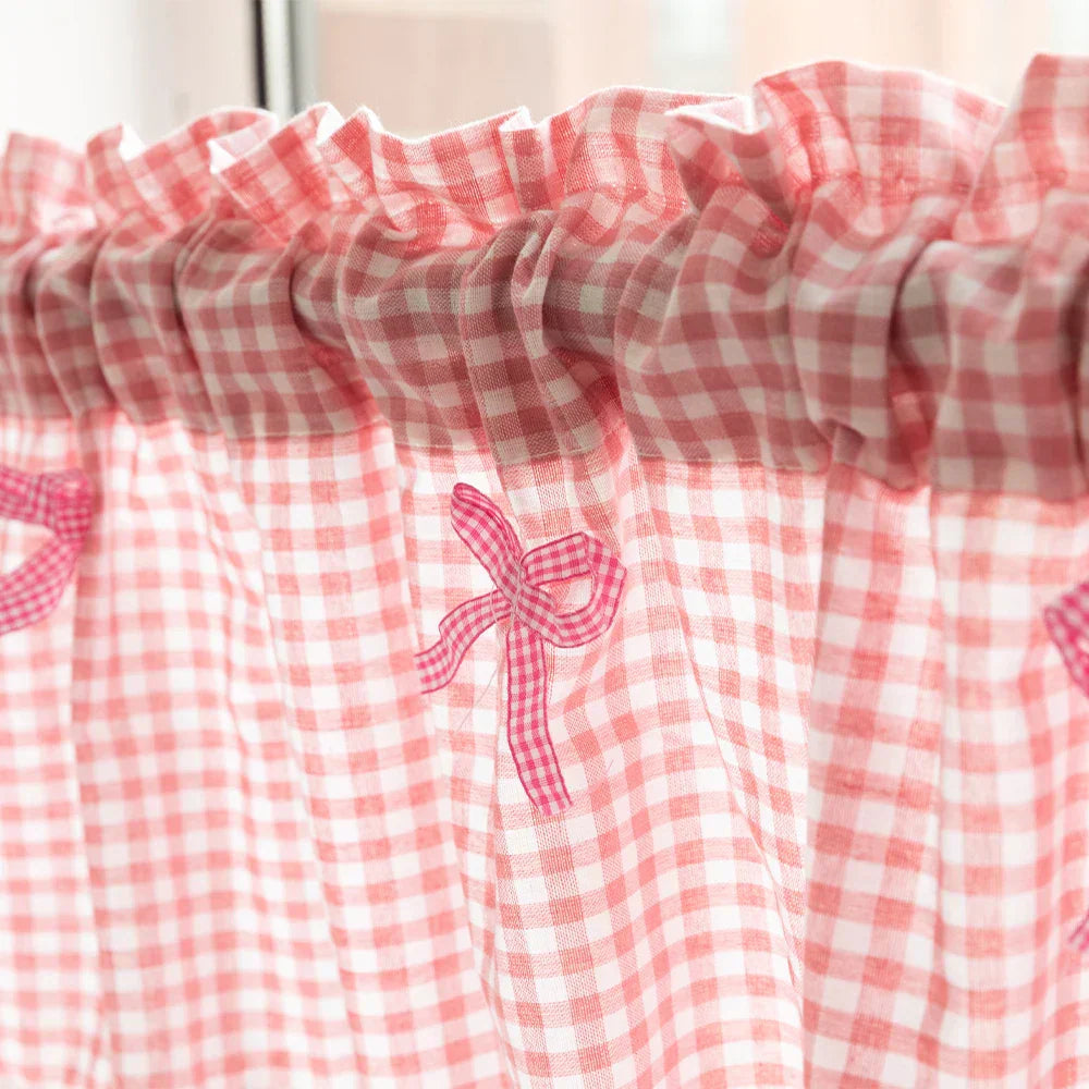 Plaid Lace Half Curtain for Kitchen and Small Windows - Euroselle
