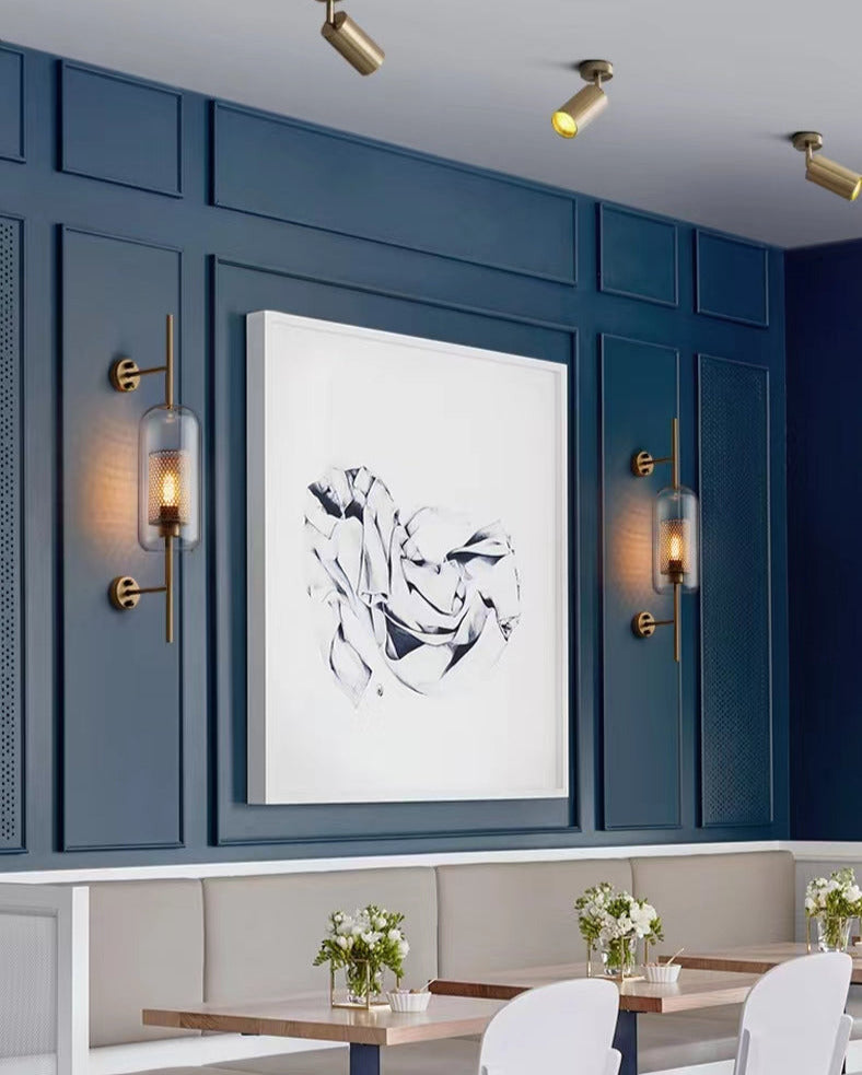 Adriel - Modern Honeycomb Brass & Glass Wall Sconce