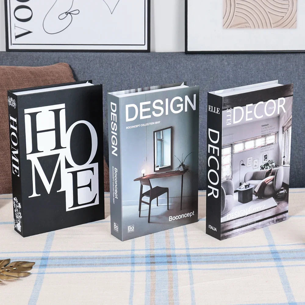 3-Piece Hollow Cardboard Book Stack Display Set — Shelf Decor
