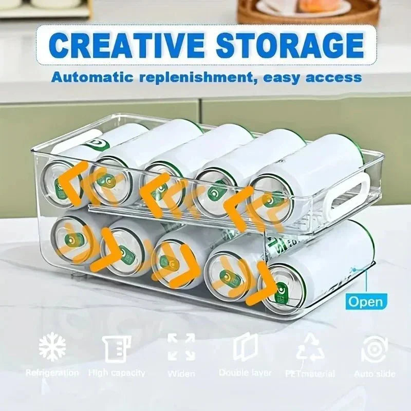 AeroCan Dual-Tier Can Dispenser — Automatic Roll-Forward Mechanism