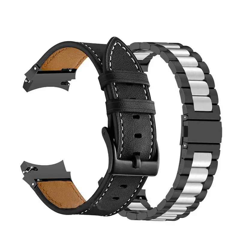 Correa de cuero y acero para Galaxy Watch 5 — Ajustable, varios acabados