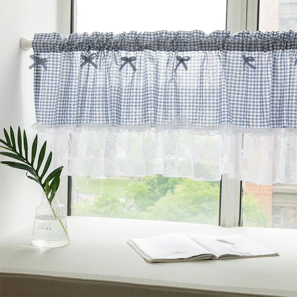 Plaid Lace Half Curtain for Kitchen and Small Windows - Euroselle