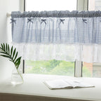 Plaid Lace Half Curtain for Kitchen and Small Windows - Euroselle