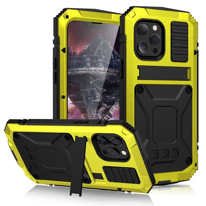 Wytrzymałe metalowe etui do iPhone’a 14/13/12/11 — podwyższona osłona aparatu