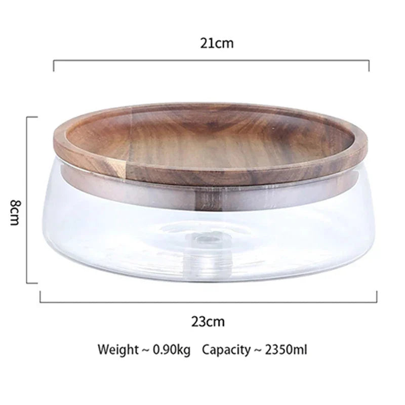 Glass Canister Set — Acacia Wood Lids for Dry Goods Storage