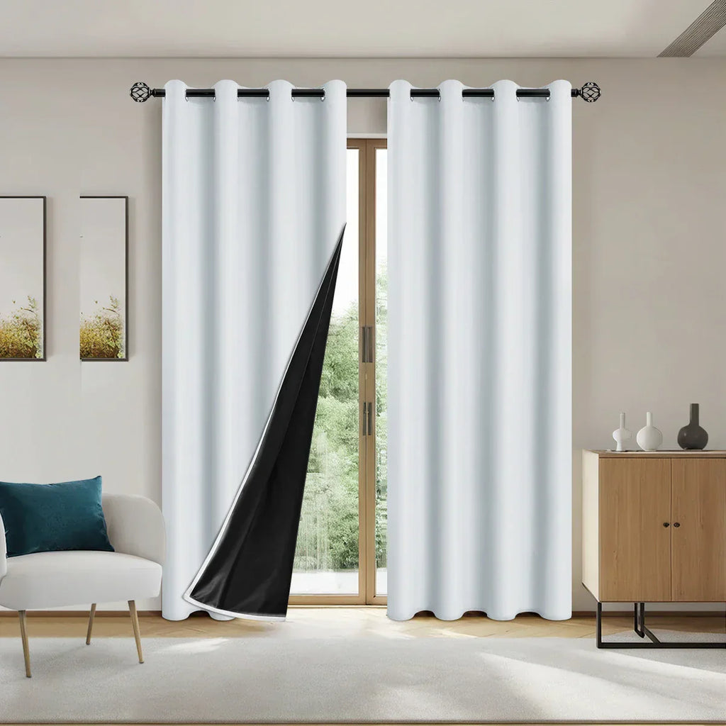 Modern 100% Blackout Curtains with Coated Lining for Bedroom & Living Room - Euroselle