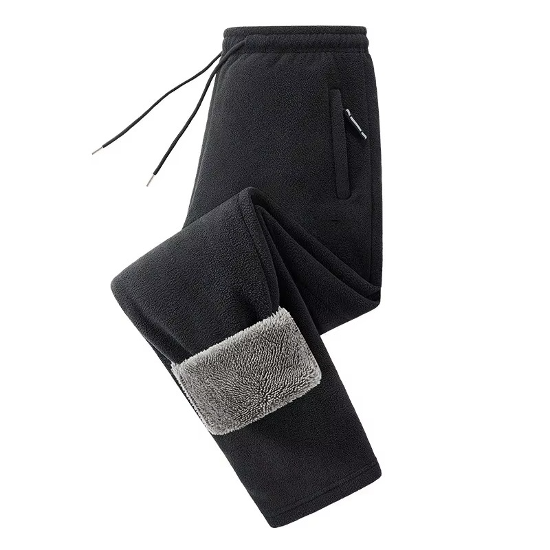 Pánské teplé flísové joggery s podšívkou Sherpa — měkké zimní kalhoty
