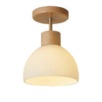 Ceiling Light Flush Mount Wood Glass E27 18 cm, Elegant Wood & Glass Design | Euroselle