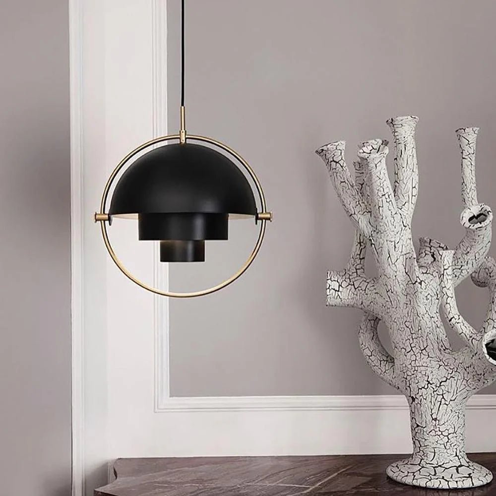 Nordic Tiered Black Pendant Light With Layered Metal Shades, Stylish Kitchen Ceiling Fixture